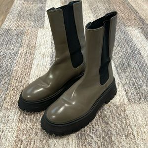 Mid calf army green boots